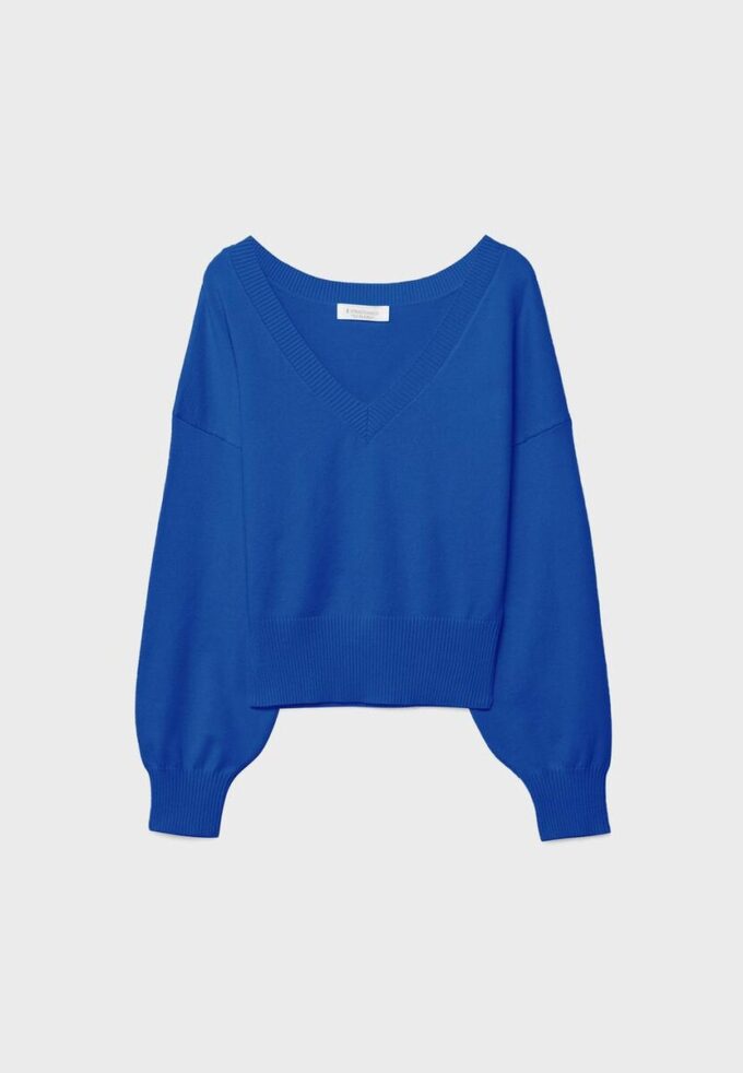 Camisola com decote em V e mangas em forma de asa de morcego