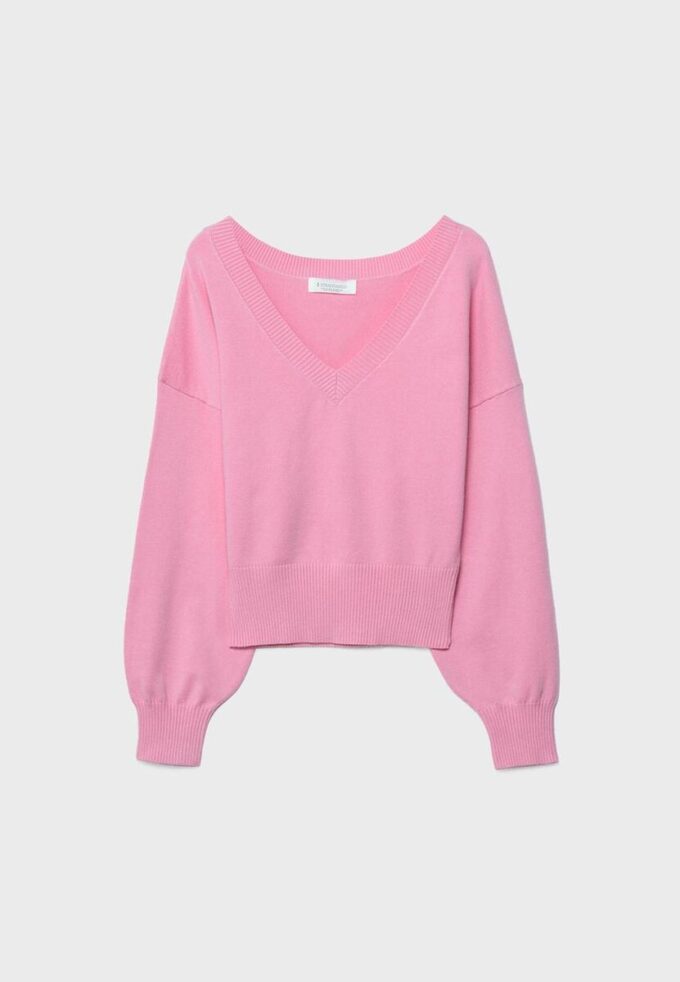 Camisola com decote em V e mangas em forma de asa de morcego