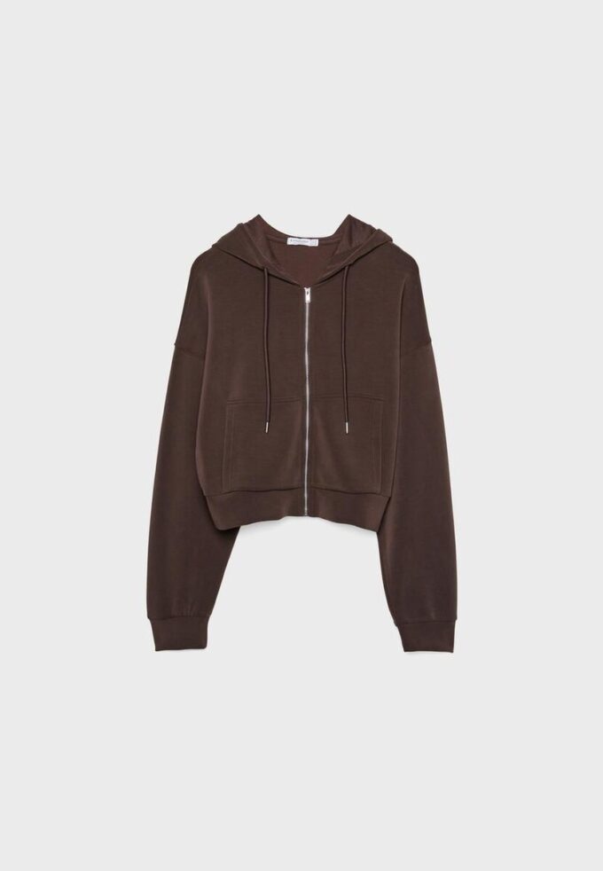 Camisola com fecho de correr e toque suave