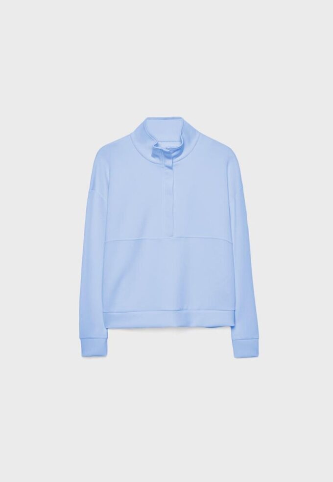 Camisola com fecho de correr e toque suave Camisola com fecho de correr e toque suave