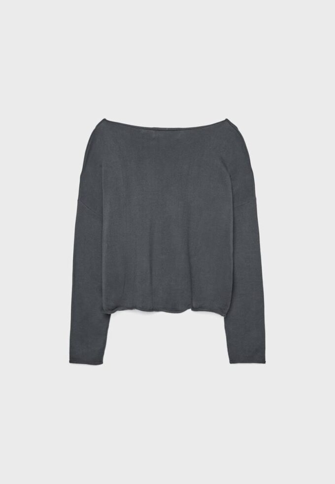 Camisola curta com decote em barco
