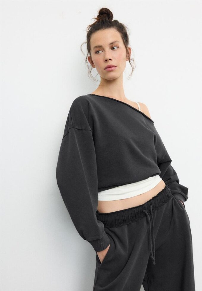 Camisola Curta com Efeito Desbotado Camisola Curta com Efeito Desbotado