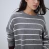 Camisola curta de malha às riscas