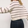 Camisola curta de malha às riscas