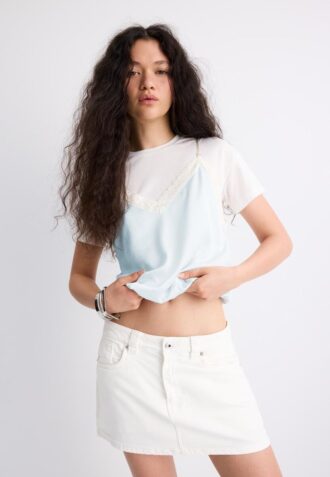 Camisola de dupla camada de T-shirt