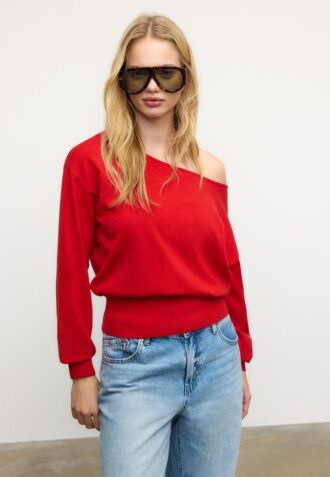 Camisola de malha assimétrica
