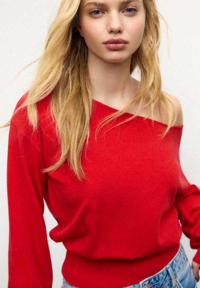 Camisola de malha assimétrica Camisola de malha assimétrica