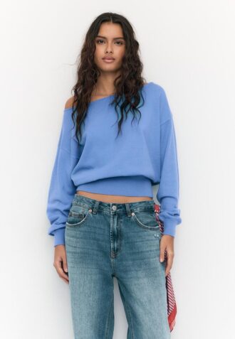 Camisola de malha assimétrica