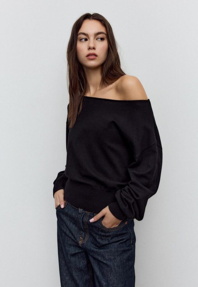 Camisola de malha assimétrica Camisola de malha assimétrica