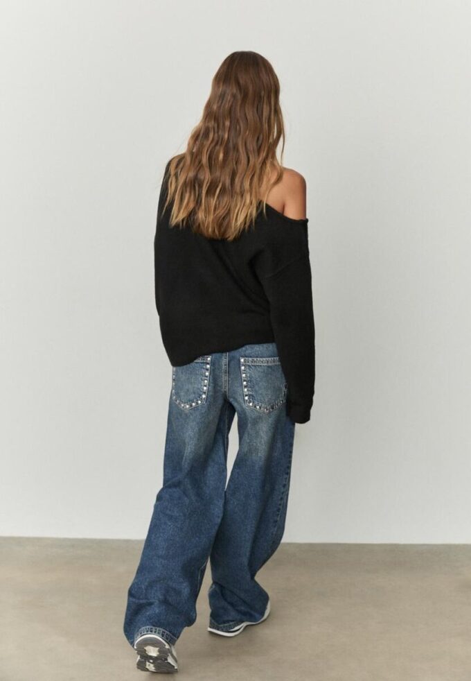 Camisola de malha assimétrica