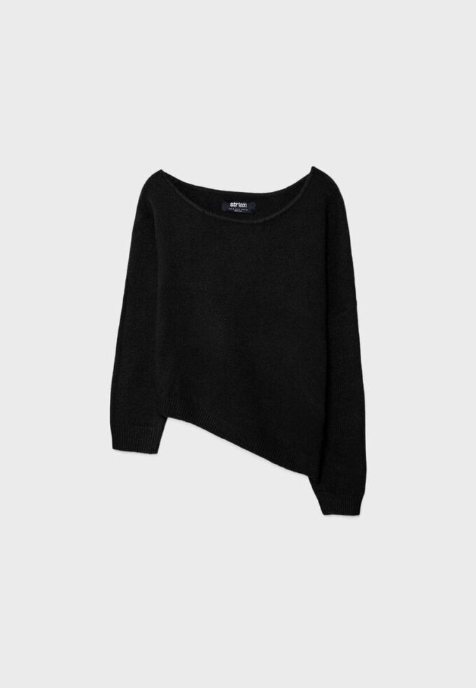 Camisola de malha assimétrica