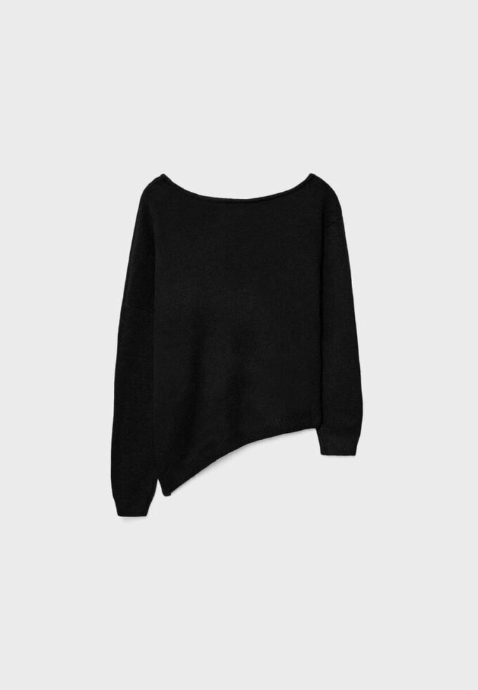 Camisola de malha assimétrica