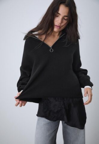 Camisola de malha com fecho
