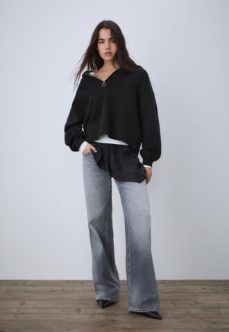 Camisola de malha com fecho