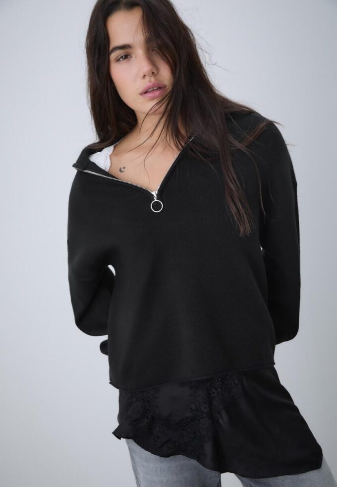 Camisola de malha com fecho