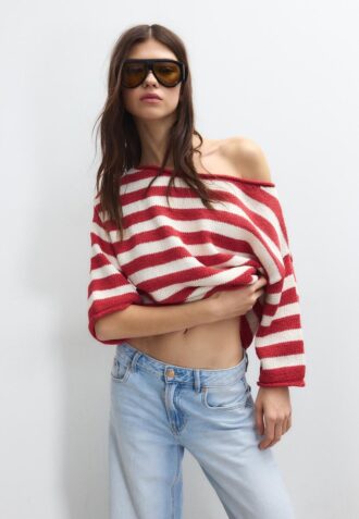 Camisola de malha com gola barco