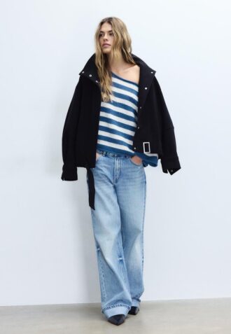 Camisola de malha com gola barco