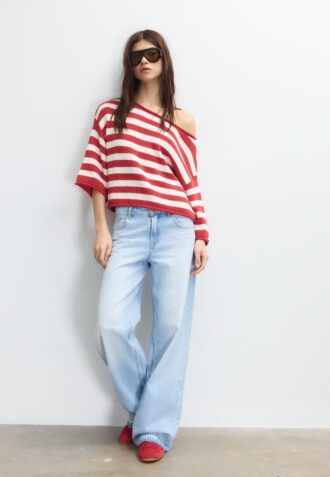 Camisola de malha com gola barco