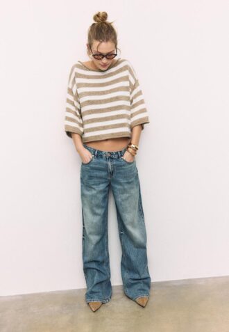 Camisola de malha com gola barco