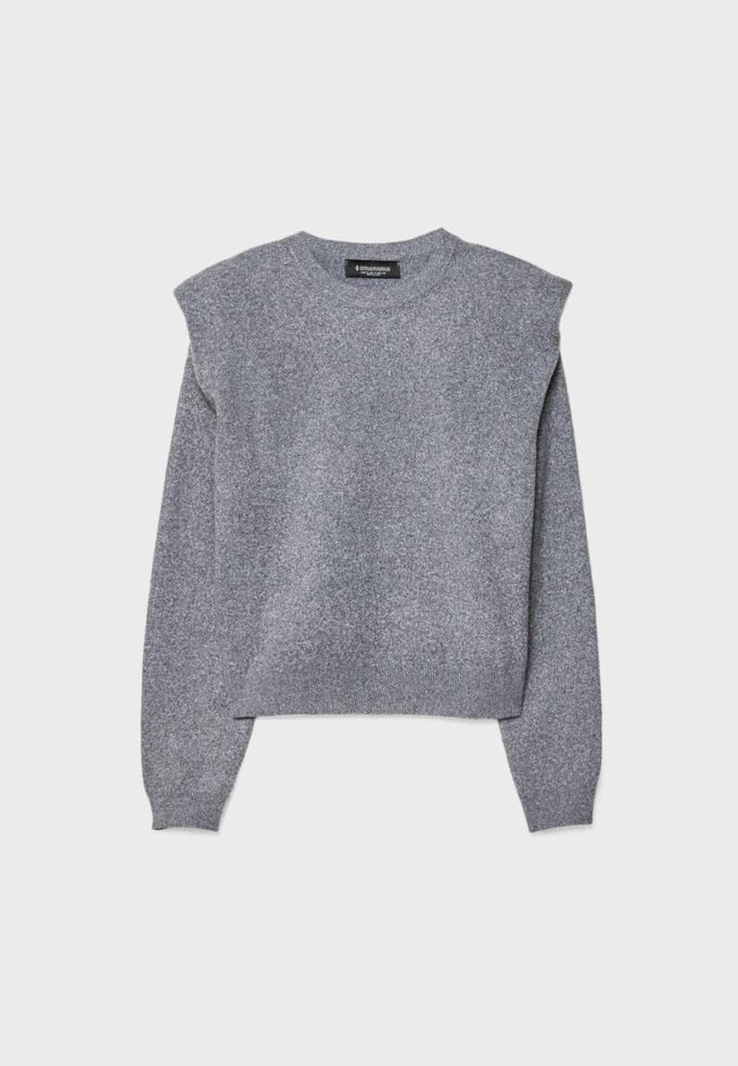 Camisola de malha com ombros acolchoados Camisola de malha com ombros acolchoados