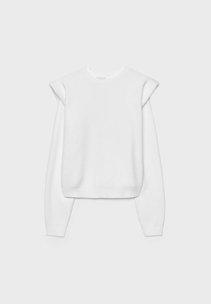 Camisola de malha com ombros acolchoados Camisola de malha com ombros acolchoados