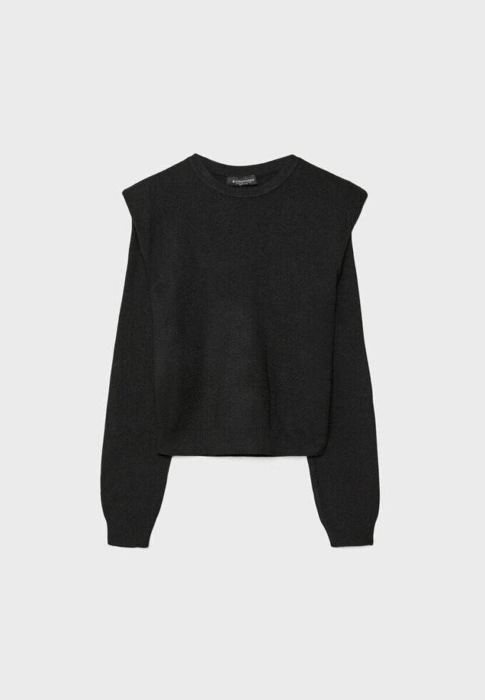 Camisola de malha com ombros acolchoados Camisola de malha com ombros acolchoados