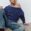 Camisola de malha com Toque suave e decote em barco Camisola de malha com Toque suave e decote em barco