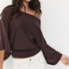 Camisola de malha de manga larga Camisola de malha de manga larga