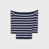 Camisola de malha justa às riscas Camisola de malha justa às riscas