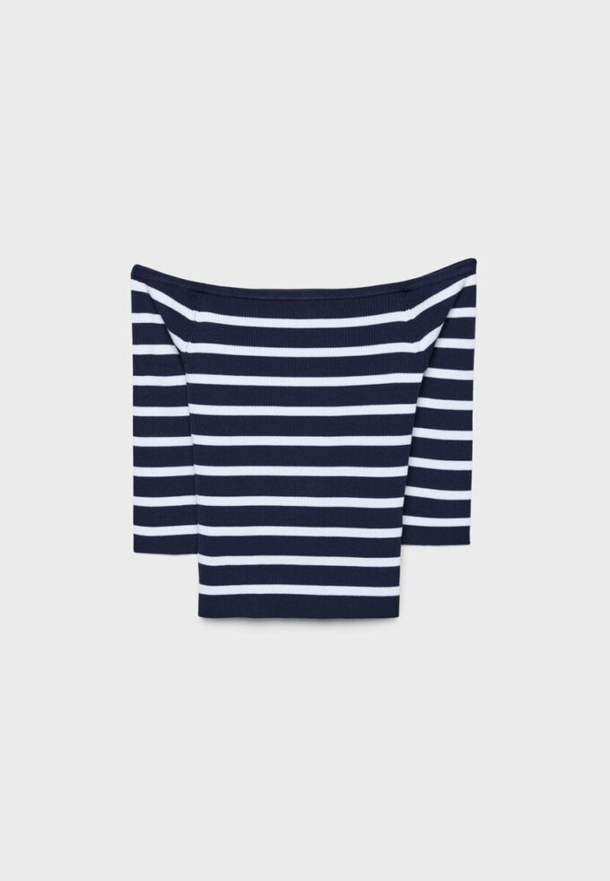 Camisola de malha justa às riscas Camisola de malha justa às riscas