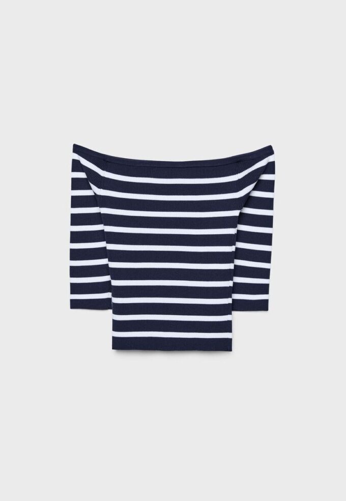 Camisola de malha justa às riscas Camisola de malha justa às riscas