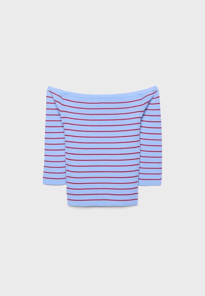 Camisola de malha justa às riscas Camisola de malha justa às riscas