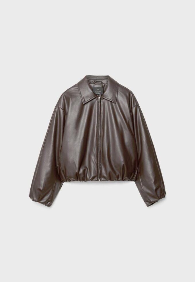 Casaco bomber acolchoado com efeito de pele Casaco bomber acolchoado com efeito de pele