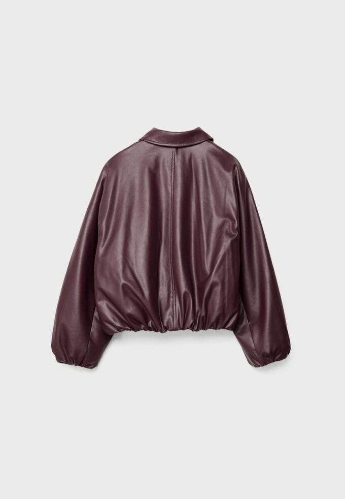 Casaco bomber acolchoado com efeito de pele Casaco bomber acolchoado com efeito de pele