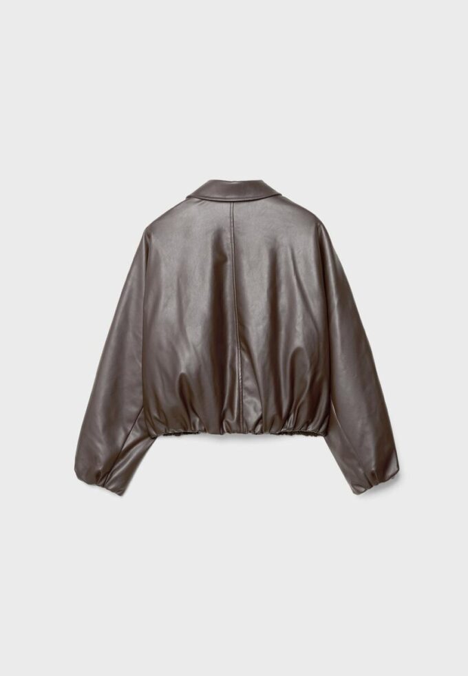 Casaco bomber acolchoado com efeito de pele Casaco bomber acolchoado com efeito de pele