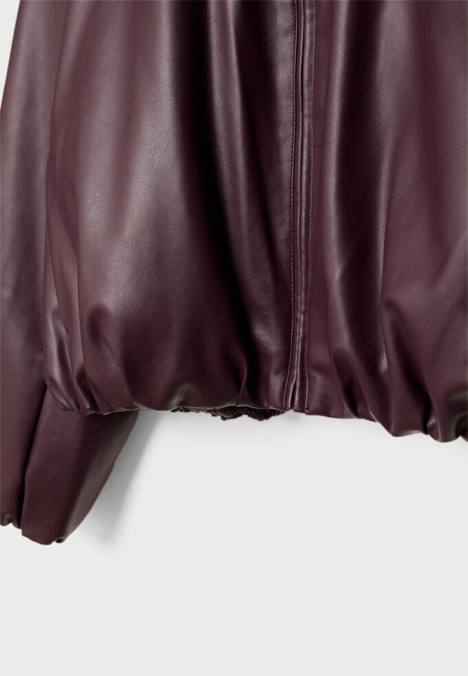 Casaco bomber acolchoado com efeito de pele Casaco bomber acolchoado com efeito de pele
