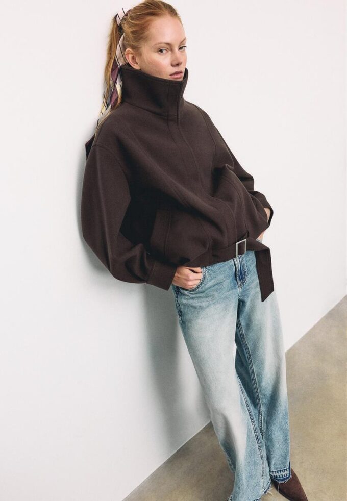 Casaco bomber oversize de toque suave Casaco bomber oversize de toque suave
