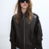 Casaco de couro oversize