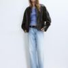 Casaco de couro oversize