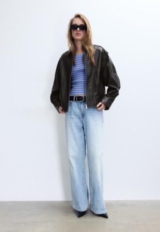 Casaco de couro oversize