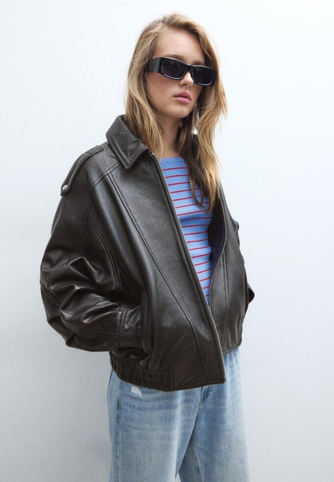 Casaco de couro oversize