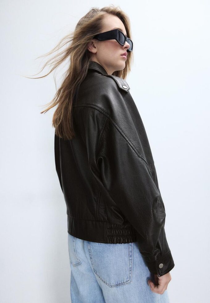 Casaco de couro oversize