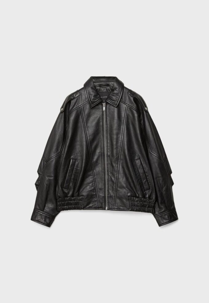 Casaco de couro oversize