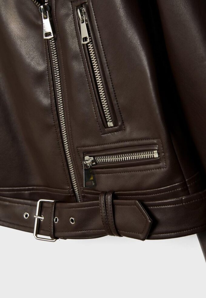 Casaco de motociclista com efeito de pele Casaco de motociclista com efeito de pele