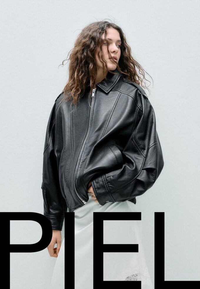 Casaco Oversize com Aba 100% Pele