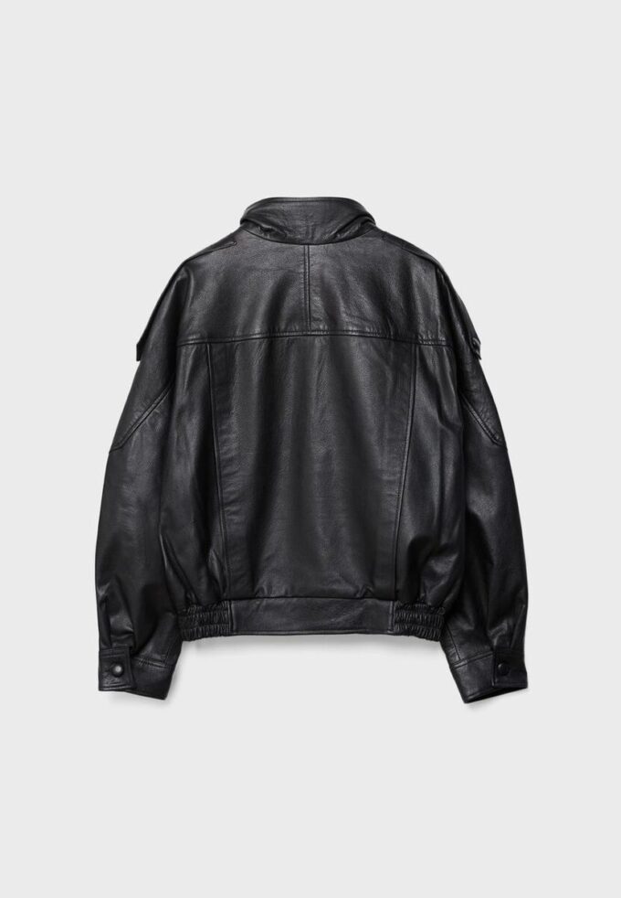 Casaco Oversize com Aba 100% Pele