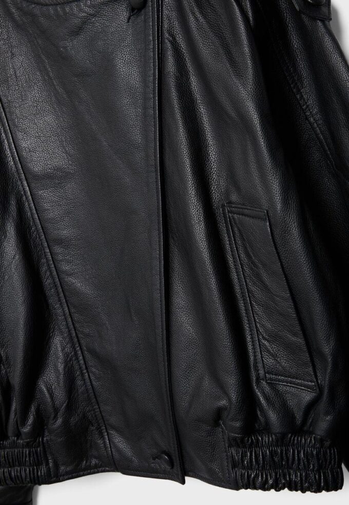 Casaco Oversize com Aba 100% Pele