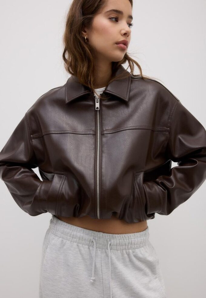 Casaco Oversize com Efeito de Pele Casaco Oversize com Efeito de Pele
