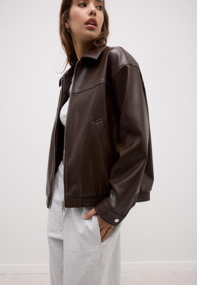Casaco Oversize com Efeito de Pele Casaco Oversize com Efeito de Pele