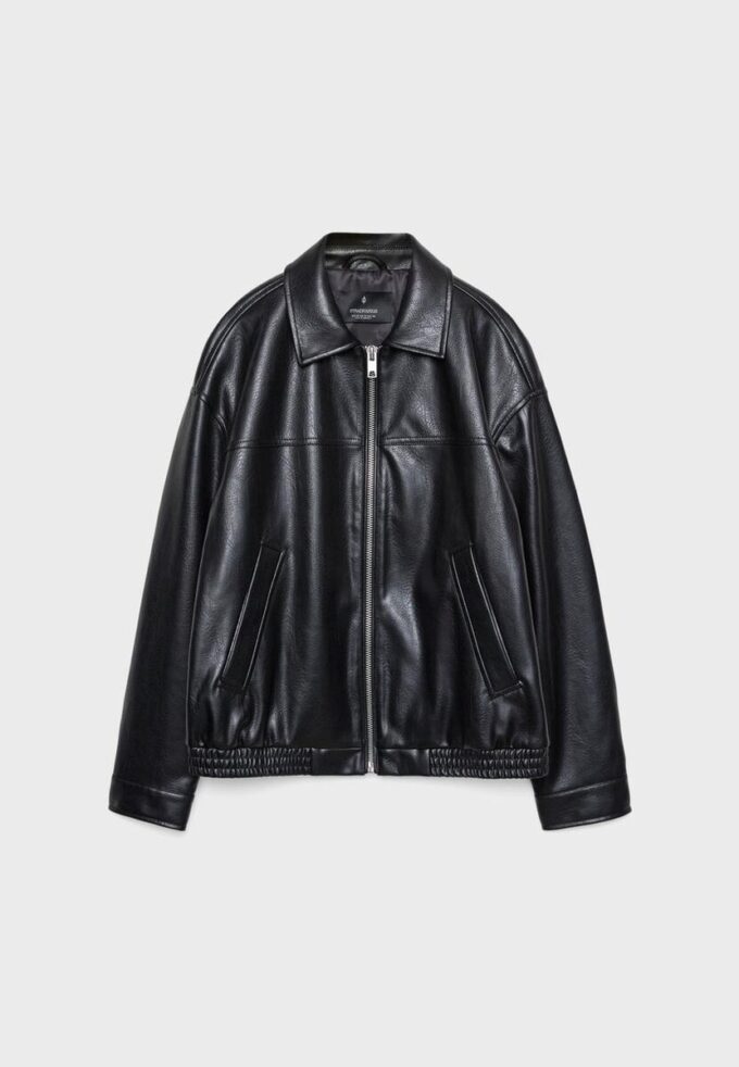 Casaco Oversize com Efeito de Pele
